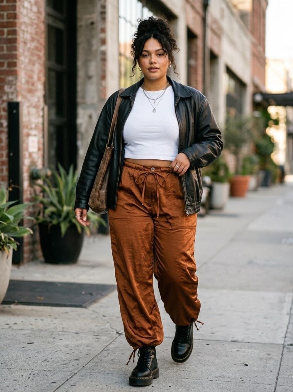 VTG 90s Satin Parachute Cargo Pants Rust Copper Joggers Utility Tru Supply M